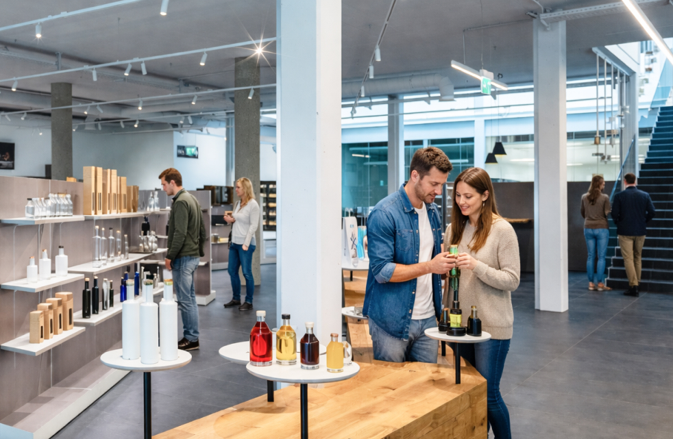 Showroom mit Menschen